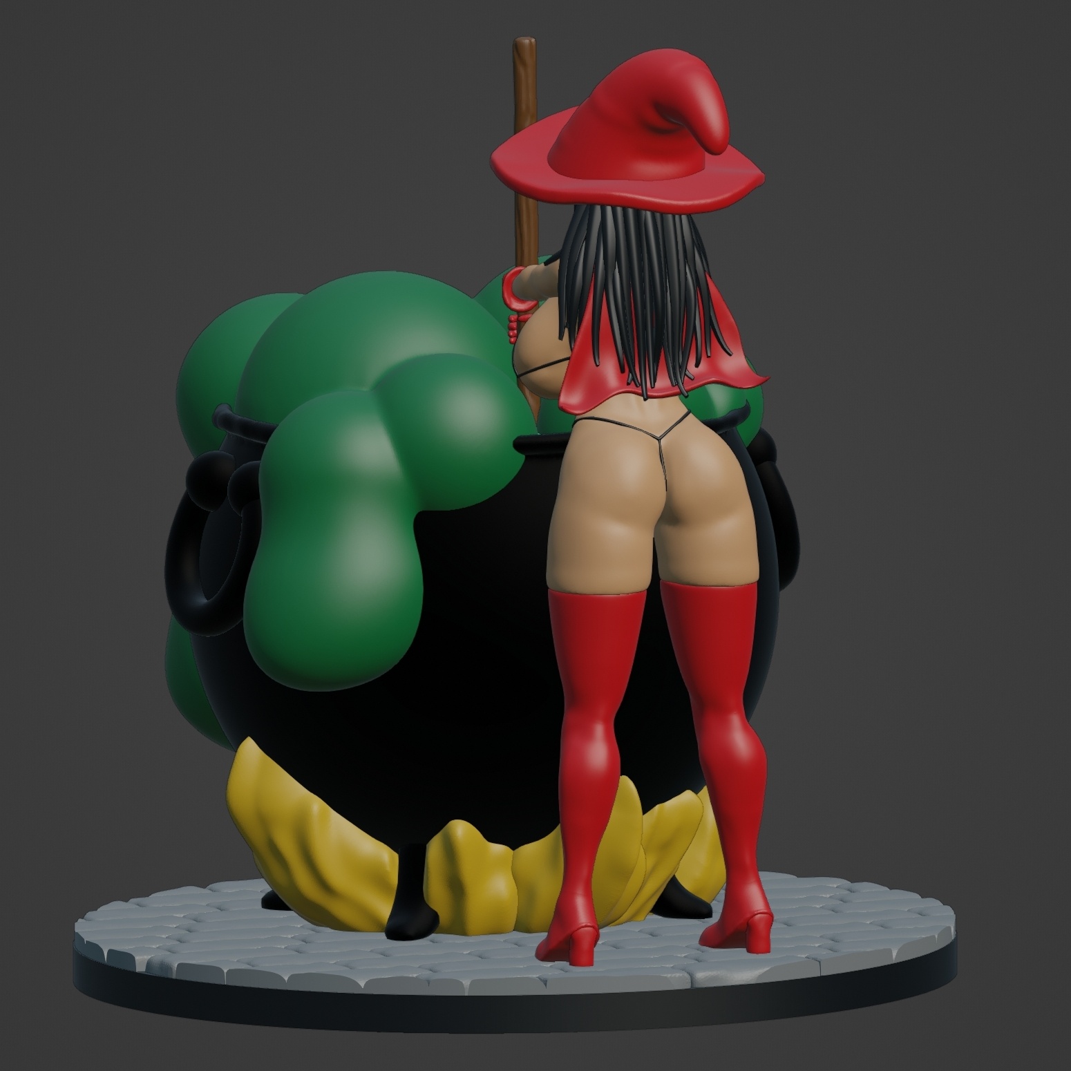 Read more about the article 3D printable 3D model sexy witch making a potion